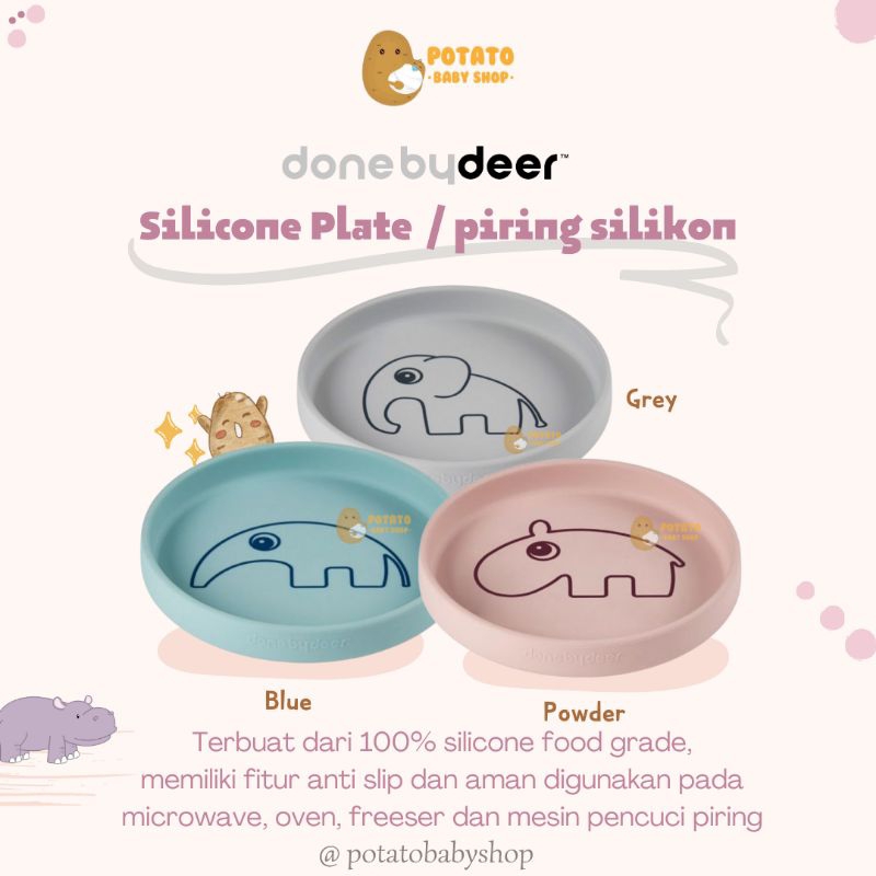 Done By Deer Silicone Plate - Piring Silikon Anak