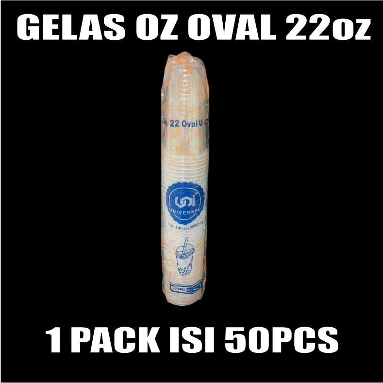 Gelas oz Oval 22oz Bening Cup Plastik Bulat Round Per Pack Murah