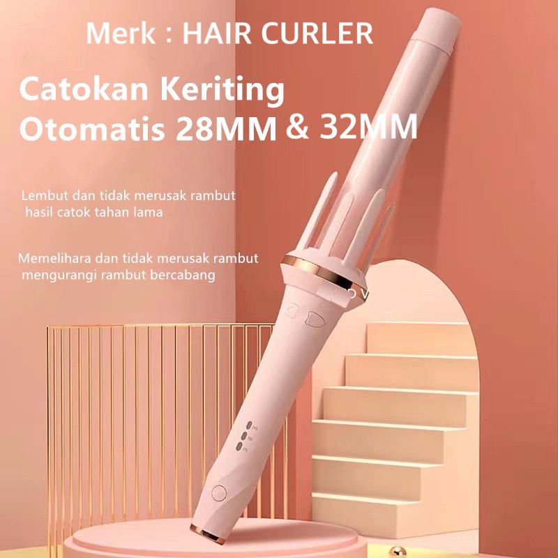 CATOK STYLER ORIGINAL UKURAN 28MM &amp; 32MM / CATOK PREMIUM OTOMATIS INSTAN PUTAR MATIC / CATOK INSTANT HAIR CURLER / CATOK VIVID VOGUE Catokan Curly Otomatis / Alat Kriting Rambut / NVMEE Catokan Keriting Keramik Otomatis Libra Hair Styler Desain Elegant