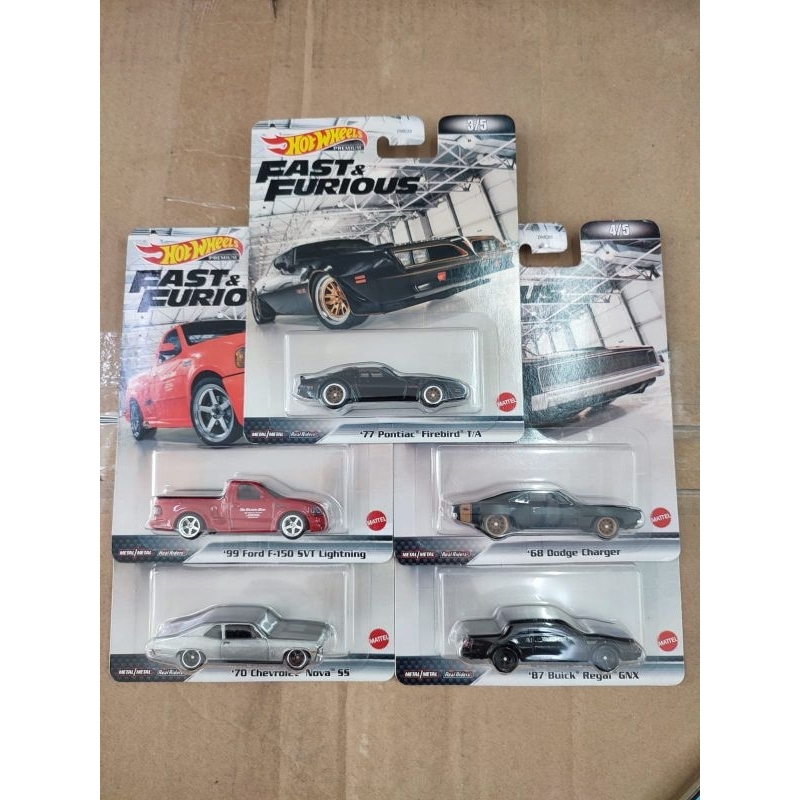 Hot Wheels set Fast Furious FNF muscle 77 pontiac firebird 99 ford f-150 svt lightning 77 buick regal gnx chevrolet nova ss 68 dodge charger