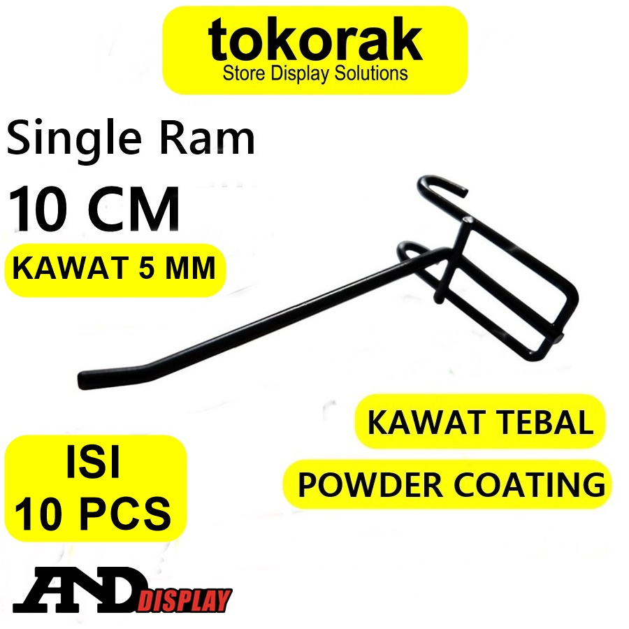 SINGLE RAM 10CM/10 PCS HITAM TEBAL GANTUNGAN CANTOLAN AKSESORIS DISPLAY