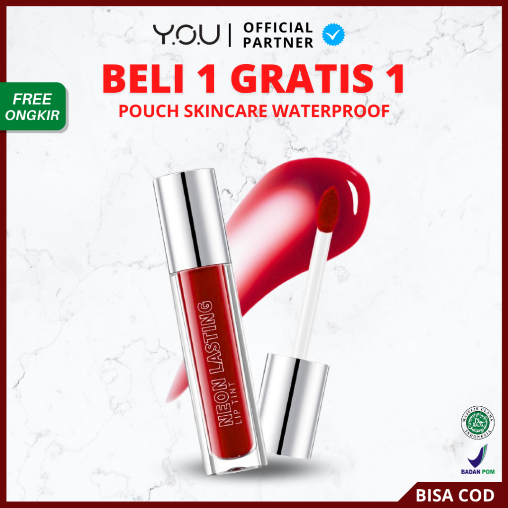 [ FREE GIFT ] YOU Neon Lasting Lip Tint Tahan Lama Hingga 12 Jam Moisturizing Liptint Long Lasting Lip Stain Kosmetik