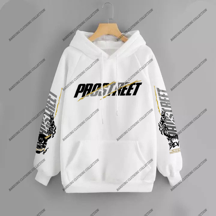 PROSTREET WHITE DEVIL HOODIE PRIA WANITA 2023 STYLE KEKINIAN BAHAN KATUN