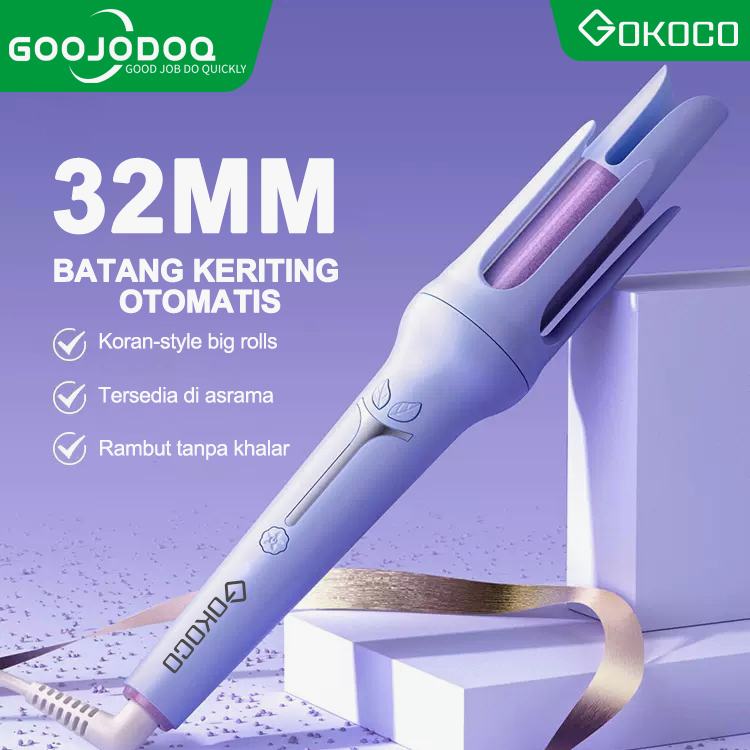 GOOJODOQ Catokan Rambut Ceramics 32mm Catokan Curly Otomatis Curly Rambut Curling Iron Ion negatif hair curler