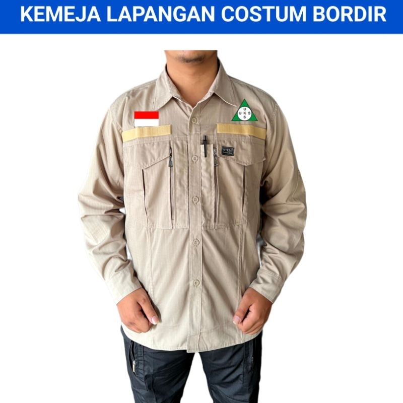 KEMEJA COSTUM BORDIR  W-TAC LENGAN PANJANG