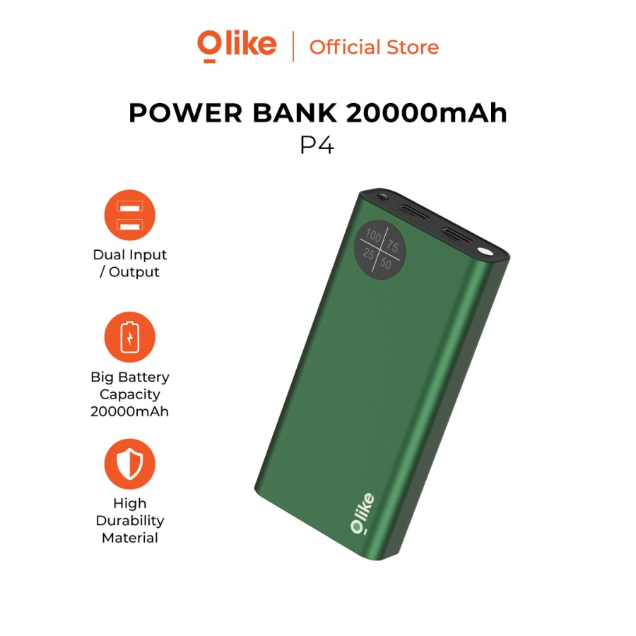 Olike P4 Powerbank 20000mAh Dual Input / Output USB-A &amp; USB-C