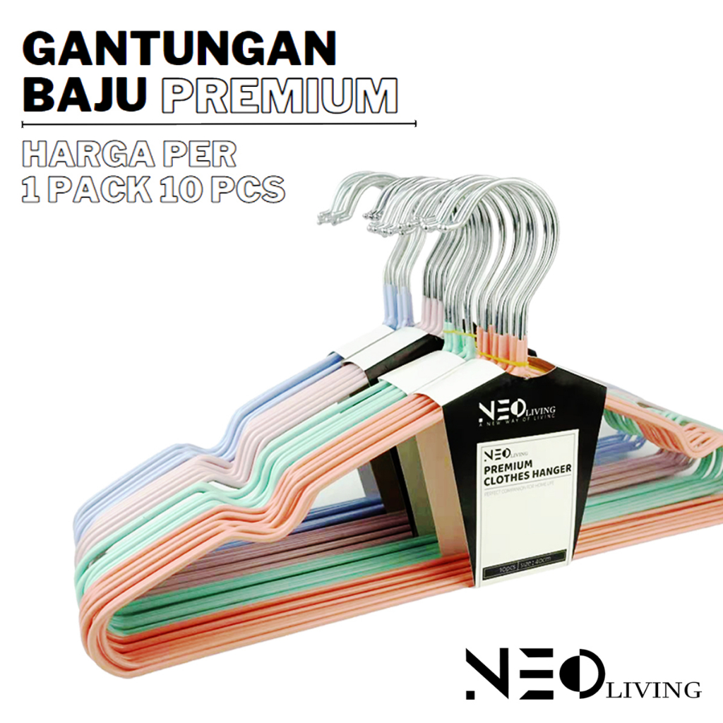 Hanger Dewasa Neo Living / Gantungan Baju / Hanger Baja (1Pack 10 Pcs)