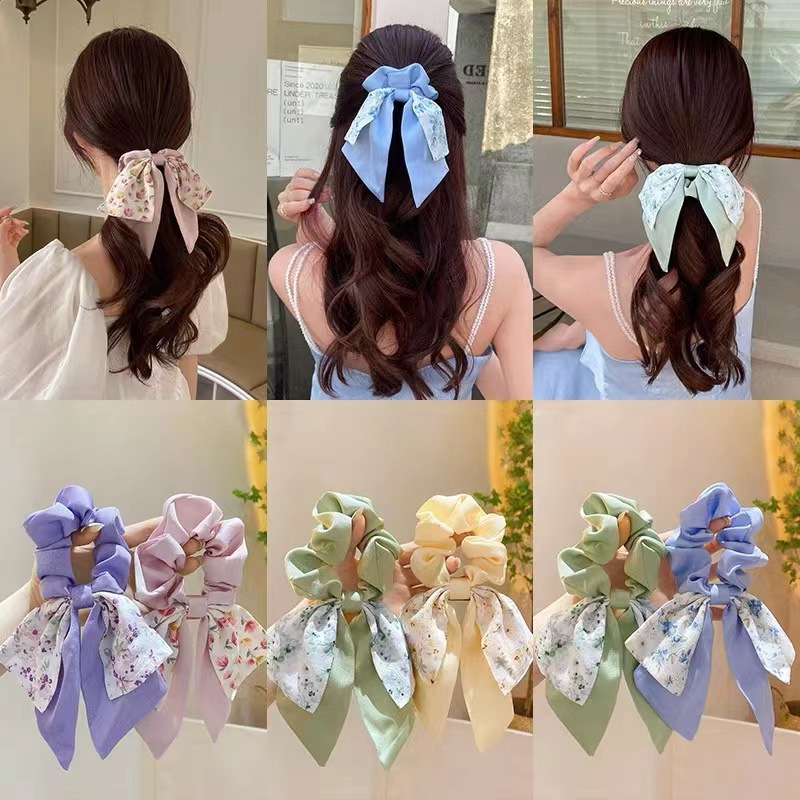 spring scrunchie / ikat rambut pita kain satin korea / scrunchie kunciran rambut anak perempuan wanita dewasa