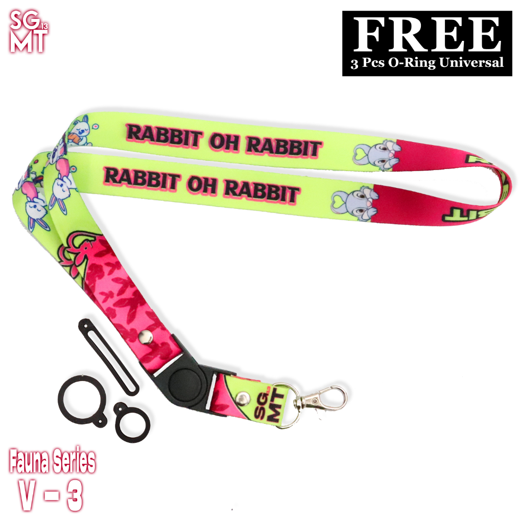 Lanyard ID Card Holder Name Tag HP Lanyard Full Printing FREE 3 Pcs Oring Rabbit Oh Rabbit Fauna Series