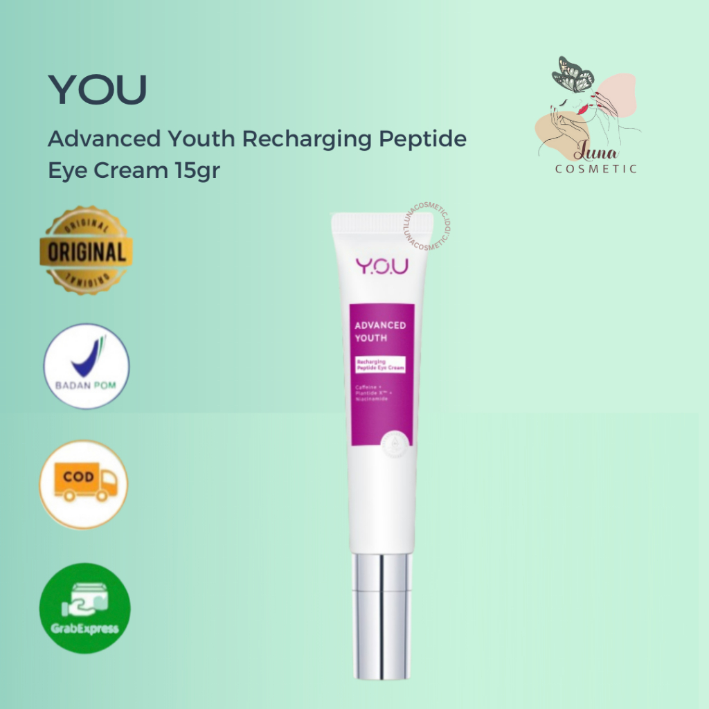 YOU Advanced Youth Recharging Peptide Eye Cream 15gr - with Ceramic Applicator | Atasi Mata Panda dan Garis Halus