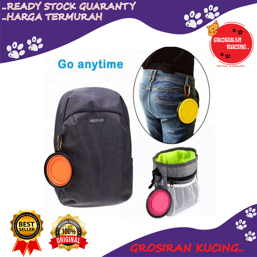 PET BOWL PORTABLE KARET TEBAL TEMPAT MAKAN MINUM HEWAN KUCING ANJING AKSESORIS