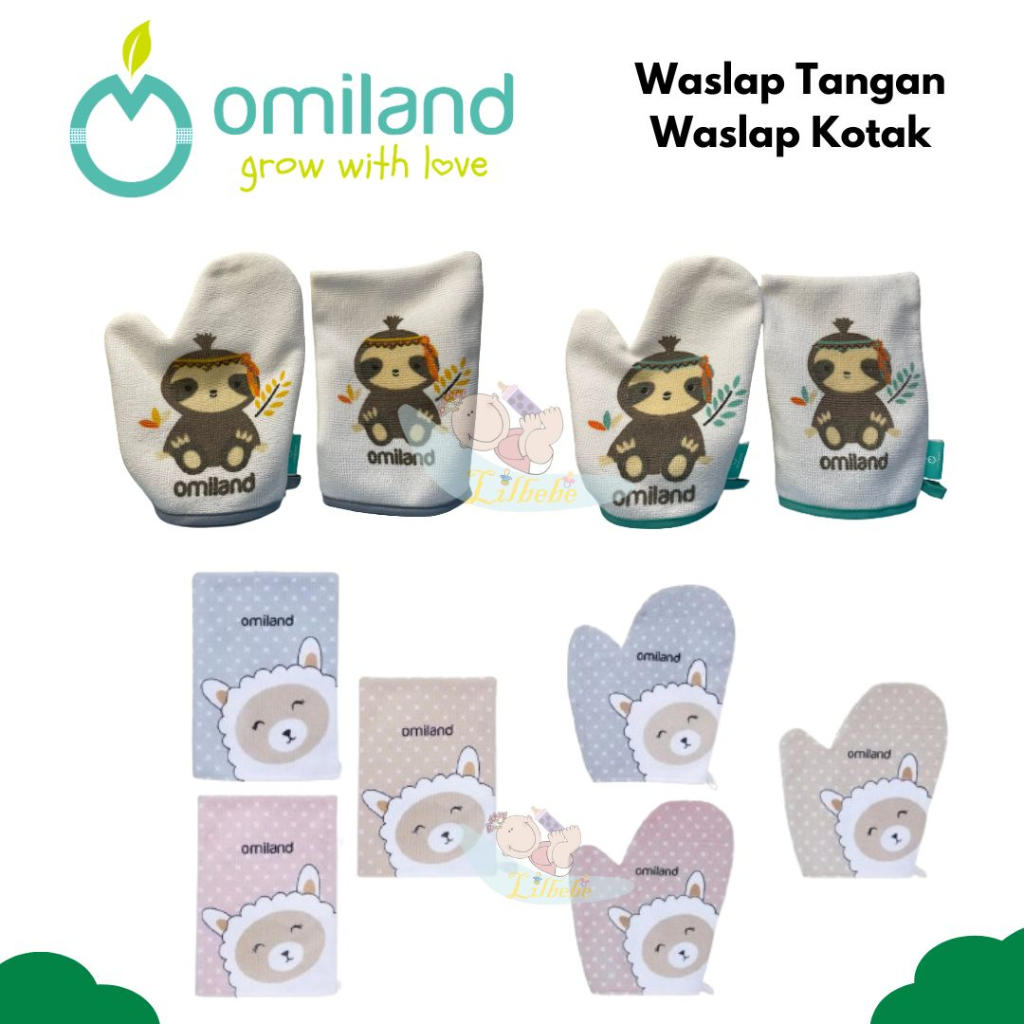 OMILAND Waslap Tangan / Waslap Kotak / Omiland Bantal Lengan Menyusui Peang Nursing Pillow Panda Series - Waslap Lap Mandi Sloth / Alpaca Series - Bahan Lembut Dan Premium