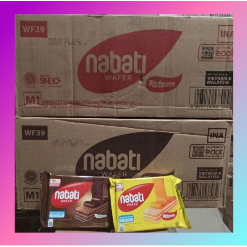 

Nabati Wafer Eceran 2000 1Karton Isi 60 Pcs - Wafer Nabati Coklat - Nabati Wafer Keju