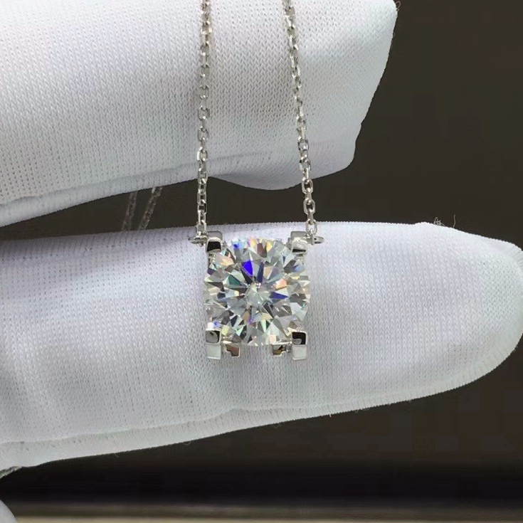 Samira Hadid Jewelry 【100% Kalung Moissanite Asli, Emas Putih 18k, Panjang 45cm】 Kalung Kalung Korea