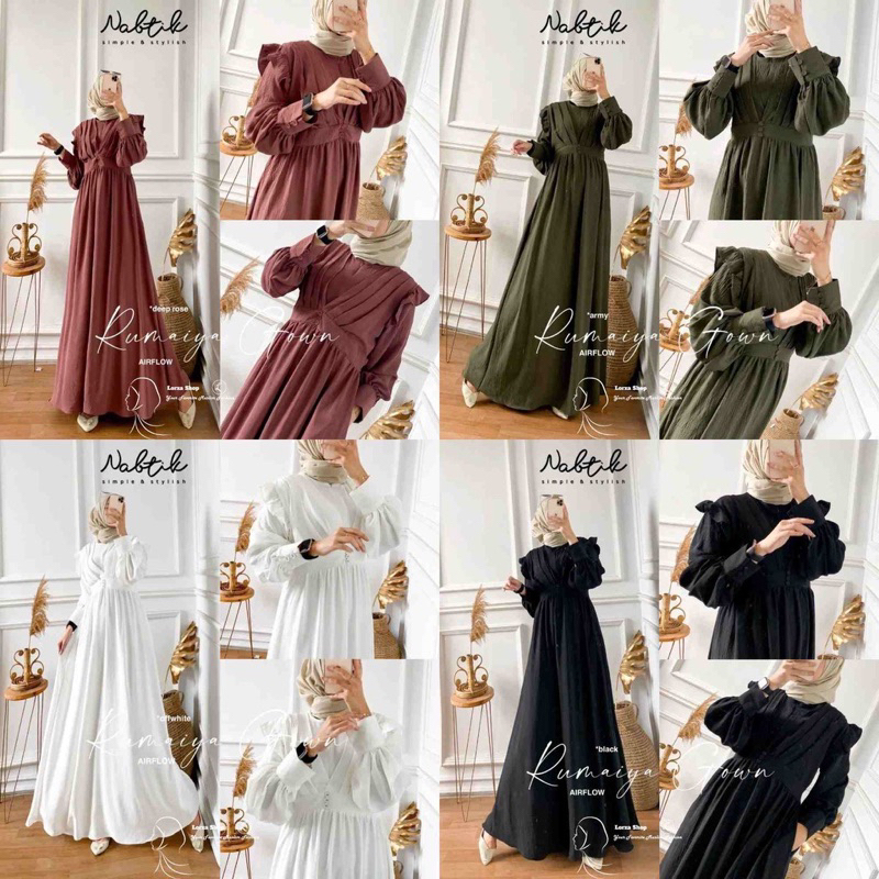 RUMAIYA DRESS | Gamis Nabtik | Gamis Polos Cringkel | Gamis jumbo | Gamis busui