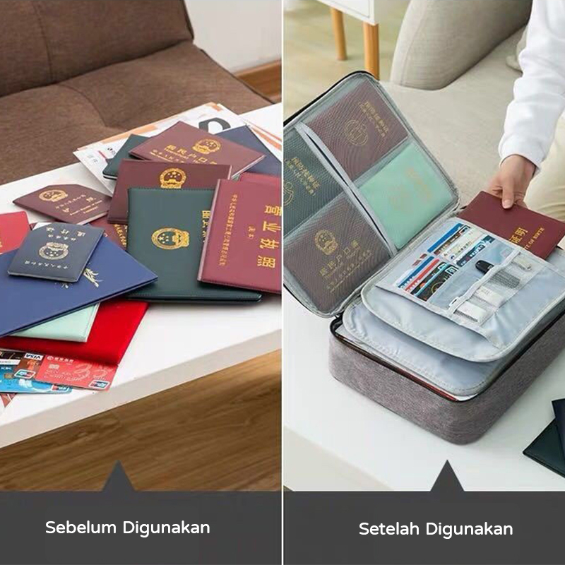 2PCS Tas Dokumen Anti Air Password Travel Bag 3 Layer Penyimpanan Dokumen File Penting Surat Akta Ijazah Sertipikat Legalistas F4 Besar Document