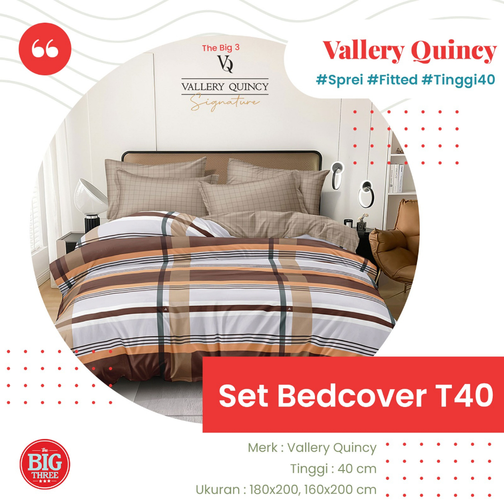 Bedcover + Sprei Motif Tinggi 40 180x200 VALLERY SIGNATURE Alto Charles Claren Georgia Gerald Lonia Mason Palma  - BC 180 T40 TBT