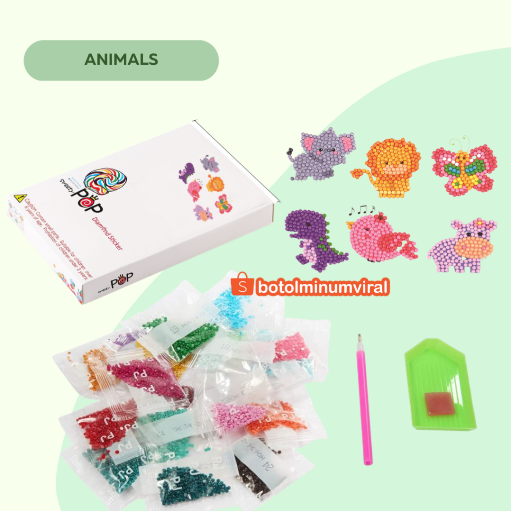 Sticker Diamond DIY Sparkle Gem Superhero Little Pony Animal Cutie Pop Stiker Lucu Korea Kartun