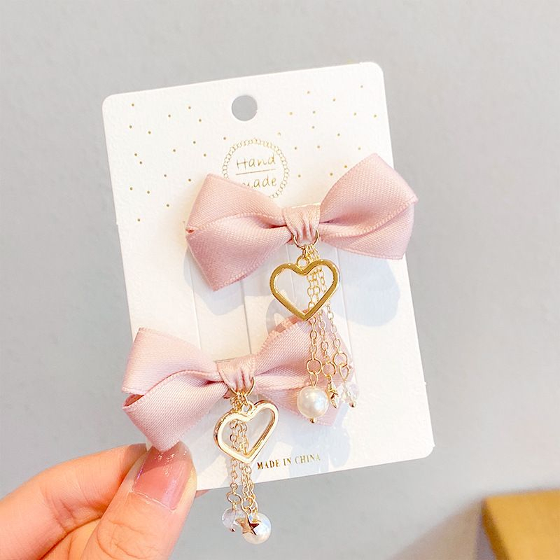 Jepit Anak Perempuan Motif Pita Love Liontin Kecil