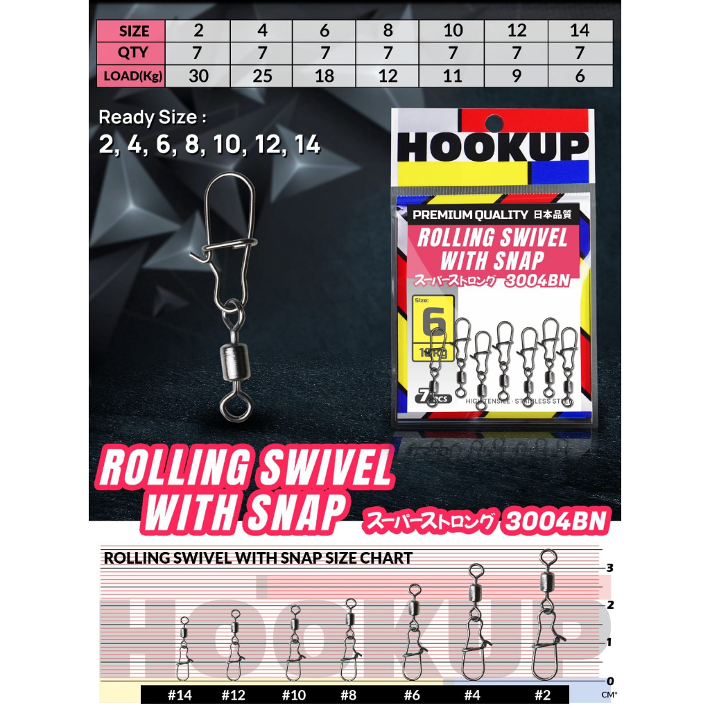 ROLLING SWIVEL WITH SNAP HOOKUP 3004BN