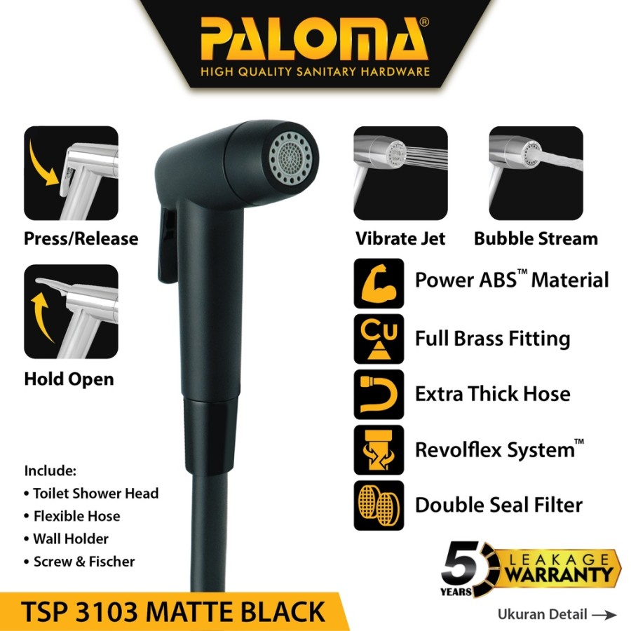 Paloma Toilet Shower Jet Washer Bidet Cebok Kloset Closet WC TSP 3103 Matt Black Hitam