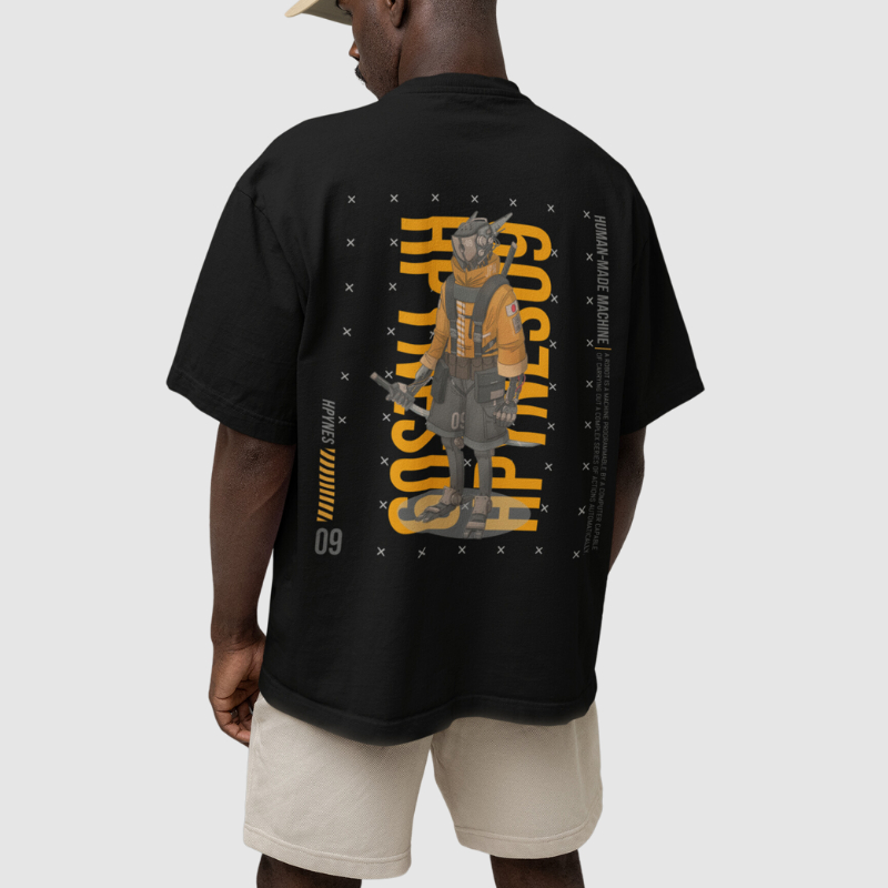 HPYNES Human-Made Machine 09 Kaos Oversized Pria Lengan Pendek