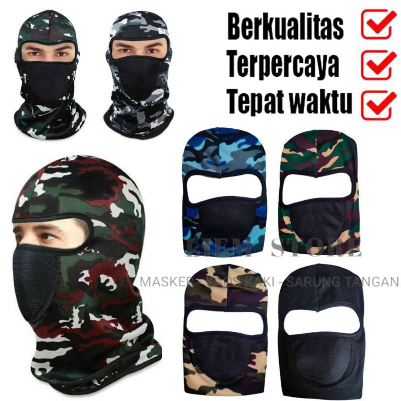 Masker Berkendara Ninja Army Loreng Full Face