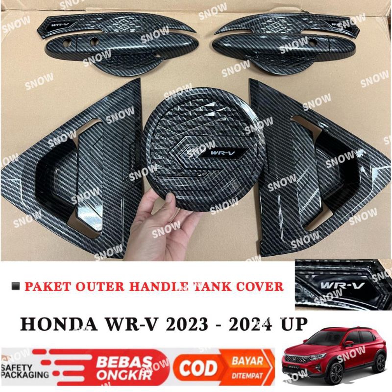 Paket Outer Handle Tank Cover Honda Wrv Wr-v 2023 2024 Platinum Carbon Glossy