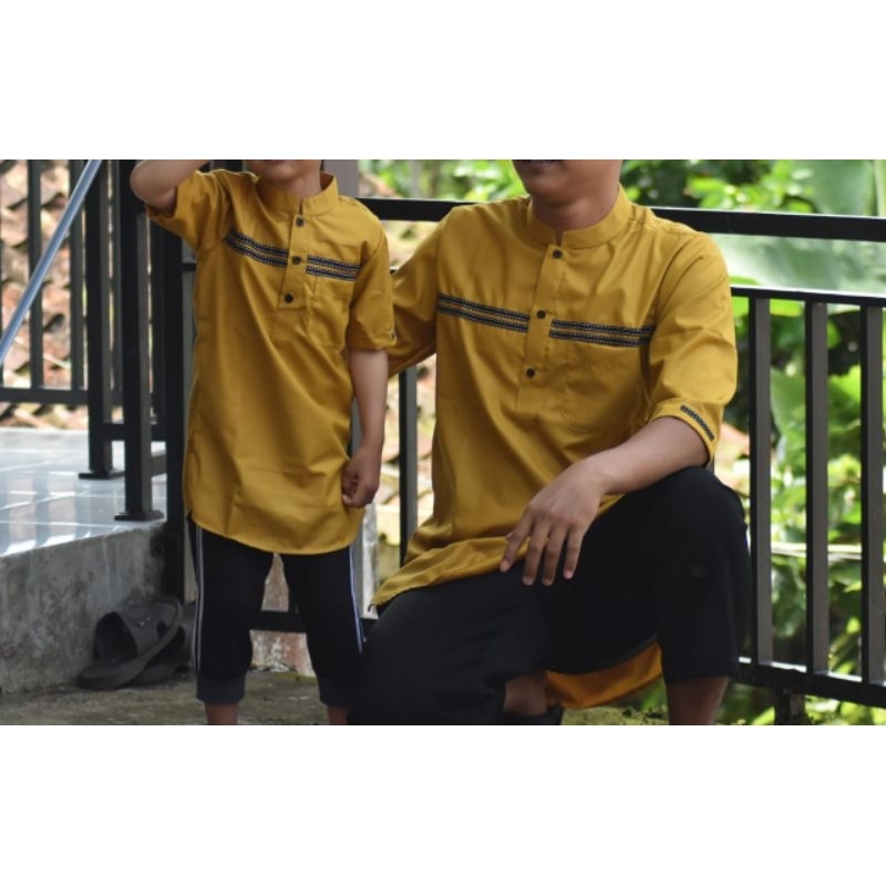 Baju Koko Kurta Couple Mustard