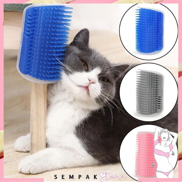 SS Sikat Sisir Kucing Sudut Tempel Free Catnip Self Grooming Cat Penggaruk Gosok Badan Gatal Brush Tool Groomer Perlengkapan Hewan Garukan Tempel Dinding Kaki Kursi Meja Siku