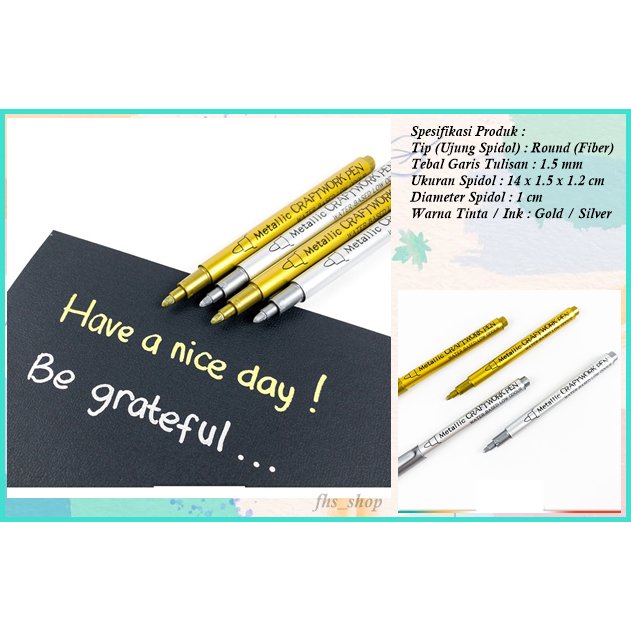 

Spidol Warna Gold Silver Marker Pen Stationery Perlengkapan Alat Tulis Metallic Craftwork Pen