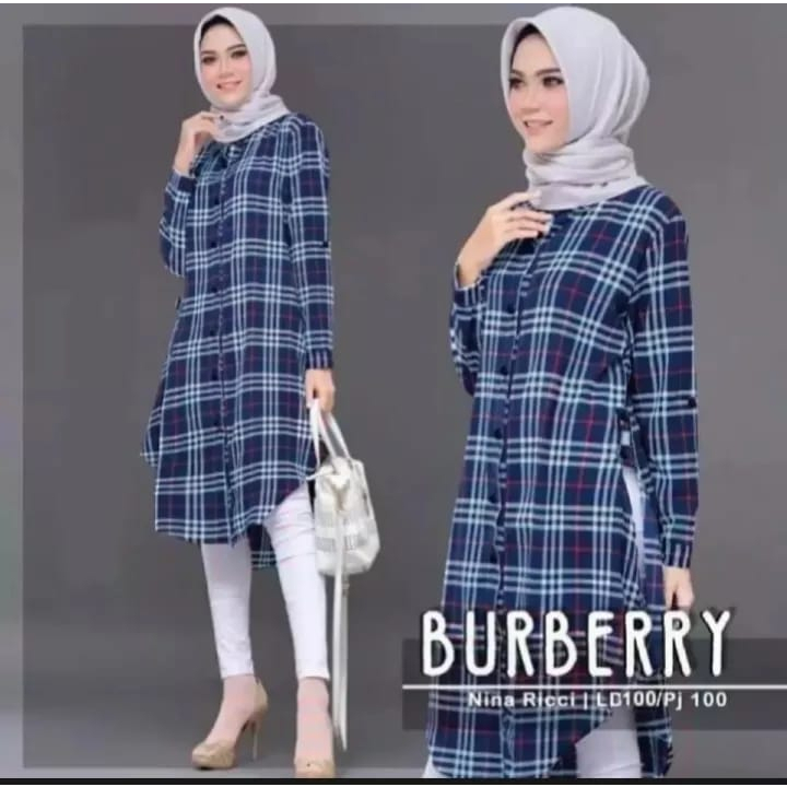 Tunik Jumbo Burberry LD 120 Wanita Lengan Panjang kekinian 2023 untuk lebaran