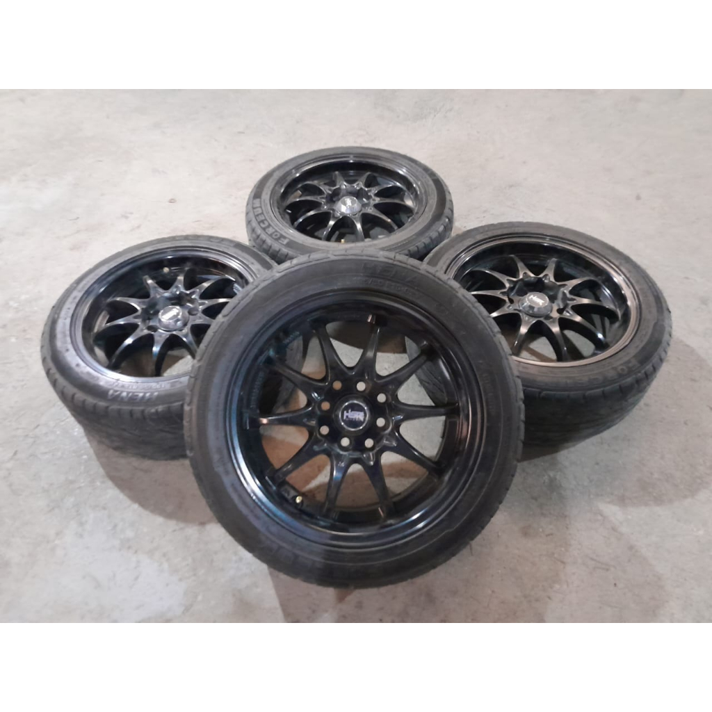 Velg Mobil Bekas Ring 15 HIROSHIMA HSR R15 Lebar 7 Lubang 4 ET 35 BAN 195 50 R15