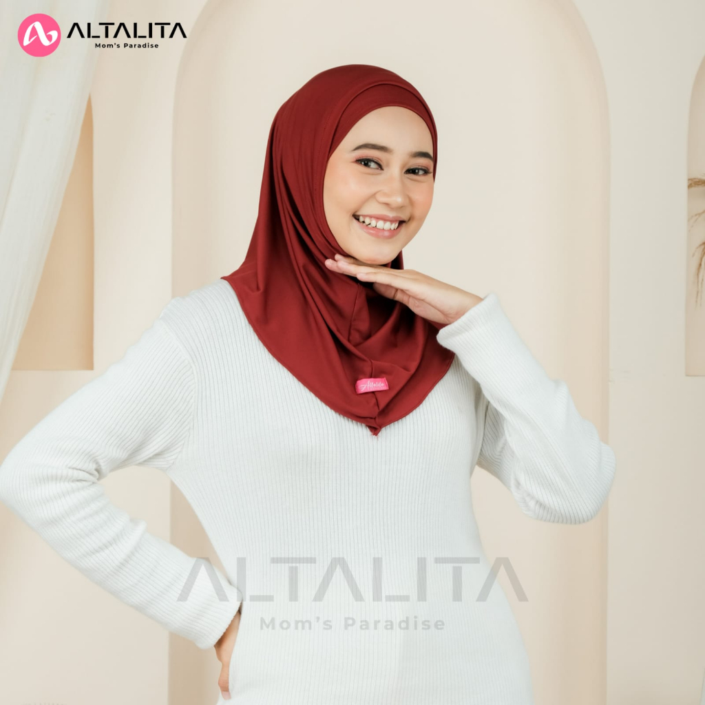 Altalita - Jilbab Instan Helma Bergo Sport Lubang Telinga Masker Headset Earphone Kacamata Bahan Jersey Premium Cocok untuk Olahraga Volly Futsal Senam dan Sehari-hari