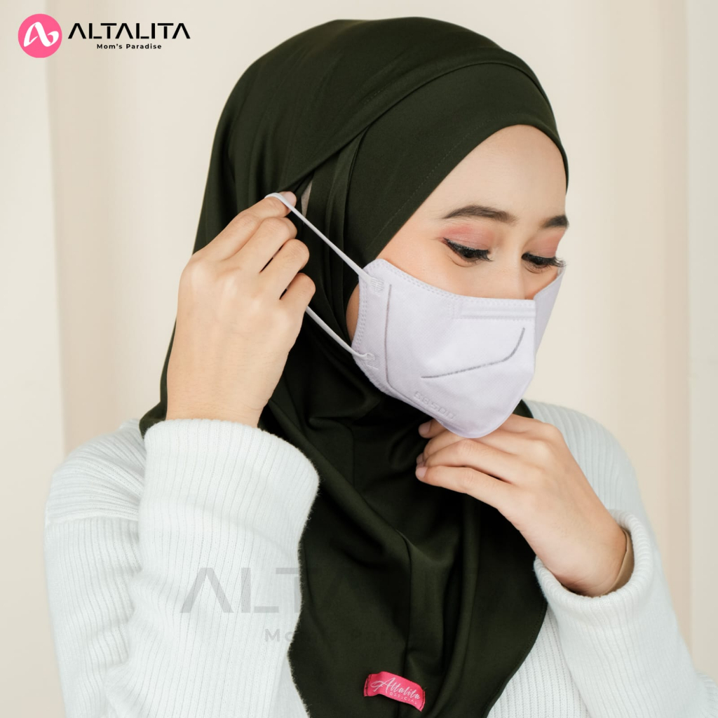 Altalita - Kerudung Khimar Instan Helma Sport Bergo Masker Headset Earphone Kacamata Bahan Jersey Premium Cocok untuk Olahraga Volly Futsal Senam dan Sehari-hari