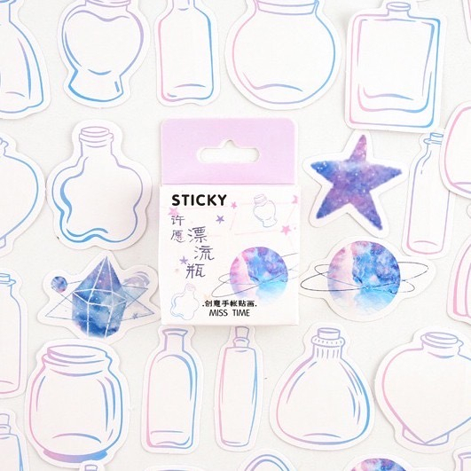 Stiker Scrapbook Sticker Bujo Lucu Gelas Botol Kaca Glass Bottle (46 pcs)