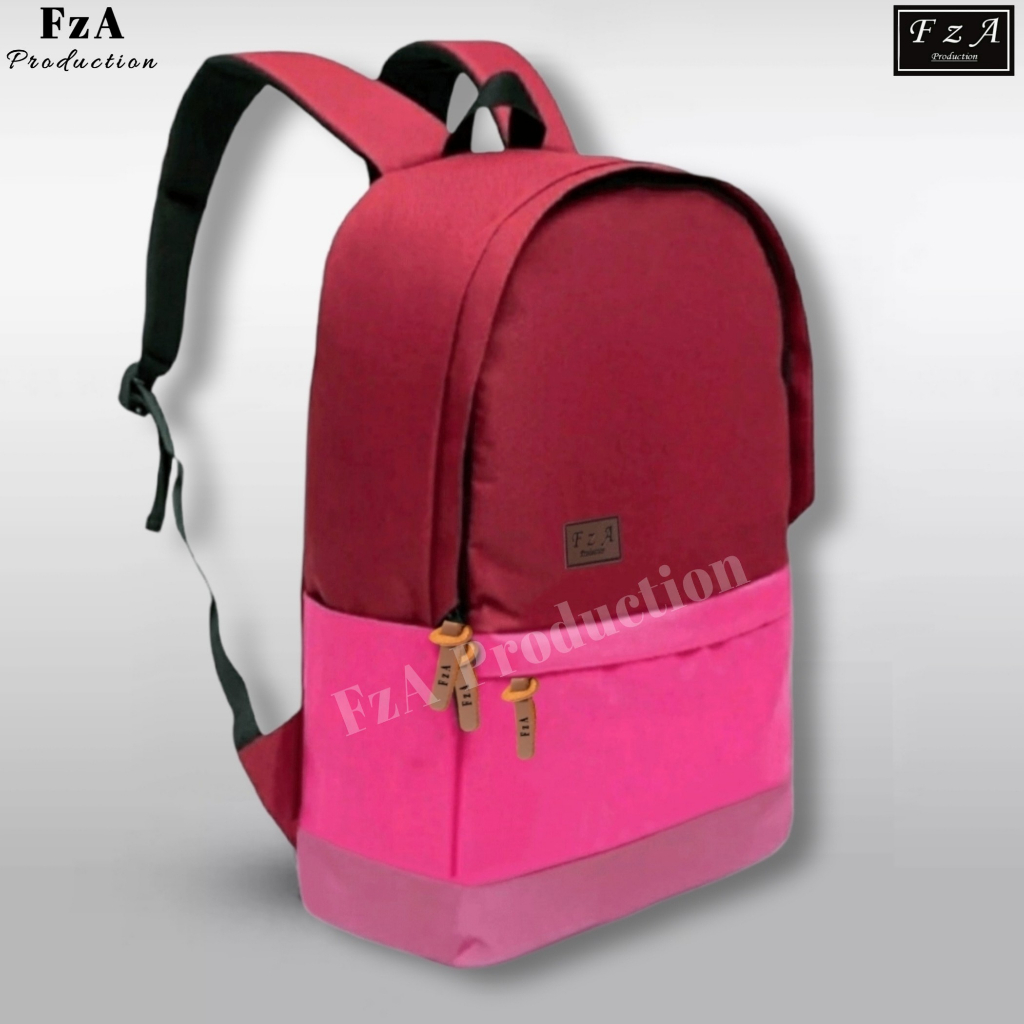 FzA Official - Big Promo..Tas Ransel Distro sekolah kuliah Kerja Pria Wanita Tas Ransel Laptop Backpack Original - Purple Pink