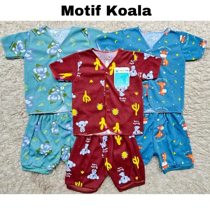 Stelan baju celana bayi GARMENT printing KOALA SNI 3 stel Promo 8.8