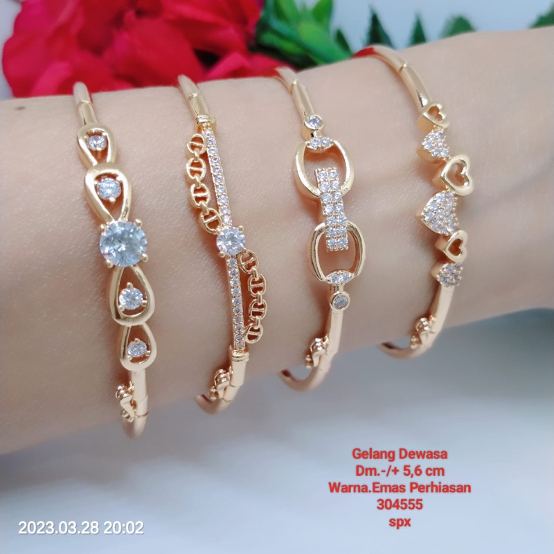 xg8 gelang bangle Bangkok perhiasan Titanium Xuping Rodium perhiasan lapis emas 24 karat