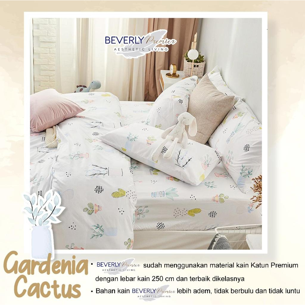 Sprei Anti Geser Bahan Premium Katun Lokal CVC | GARDENIA &amp; KAKTUS NAVY | Ukuran 90 100 120 160 180