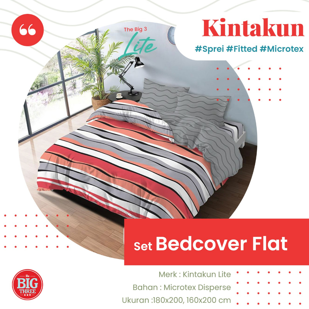 Kintakun Lite Bedcover + Sprei 180x200 / 160x200 motif Aydan Ami Carmen Citrus Kejora Keisya Laila Nazra Olin Paragon Rosabella Vista  -  King Queen 180 160 BC Flat Set Fitted TBT