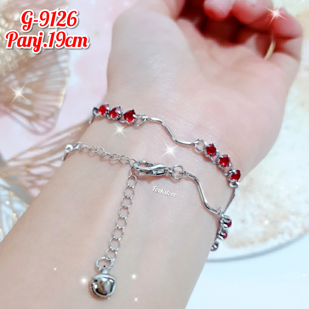 GELANG RANTAI DEWASA WARNA SILVER MOTIF PERMATA ZICRON/G-9124