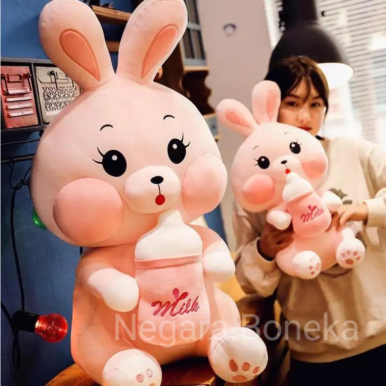 Boneka kelinci cute Rabbit milk bottle lucu 50CM Super lembut Mainan anak berkualitas SNI