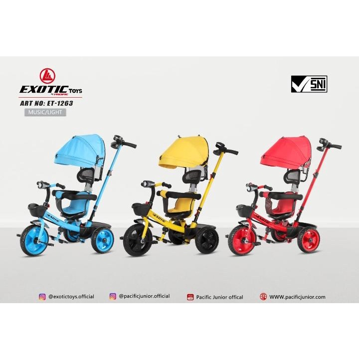 Sepeda Roda Tiga 3 EXOTIC ET 1263 Kursi Putar Tricycle Anak