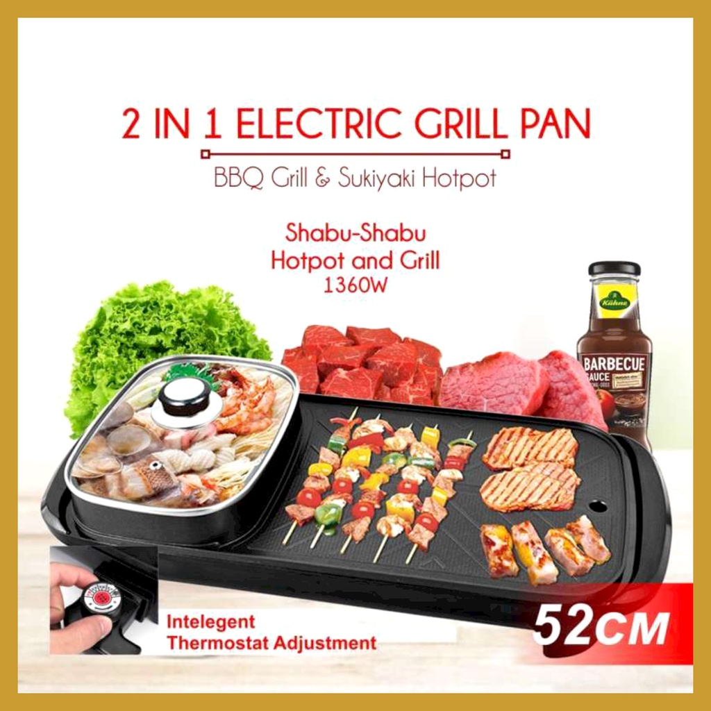 MILIKI SEGERA panggangan jepang 2 in 1 elektrik 2in1 Pemanggang Listrik GRILL PAN BBQ Multifungsi cocok buat lebaran