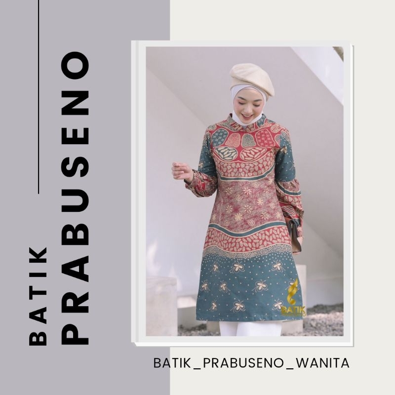 Batik Prabuseno - Lili Tunik Batik Wanita Lengan Panjang Solo
