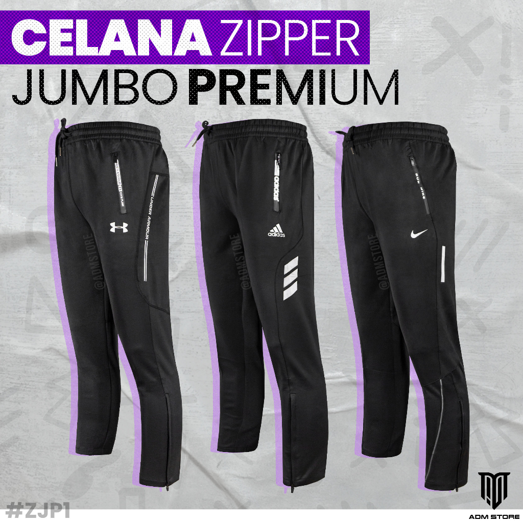 Celana Training Zipper Panjang Pria Jumbo / Celana Olahraga Pria Jumbo #ZJP1