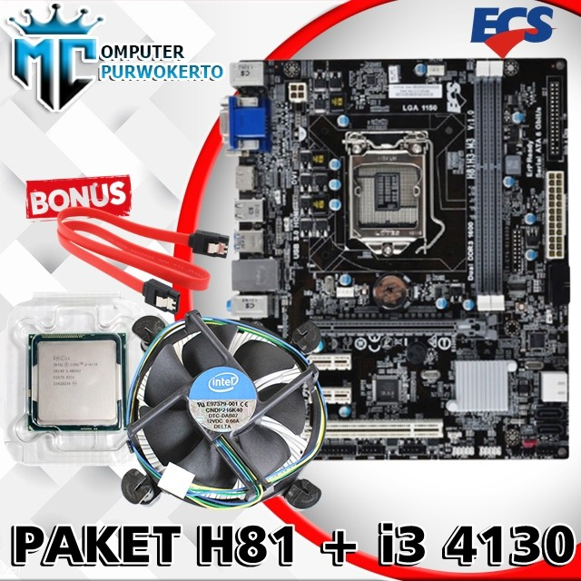 Motherboard Mainboard H81 LGA 1150 Asrock Dan Processor I3 4130 Bonus Fan