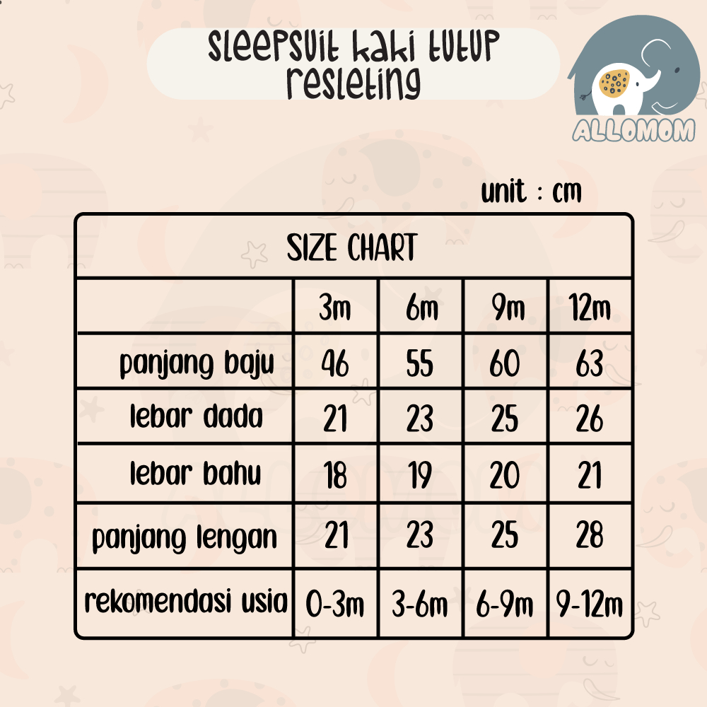 Premium Sleepsuit Baby Baju Tidur Bayi / Anak Cewek Cowok Material Katun 100%