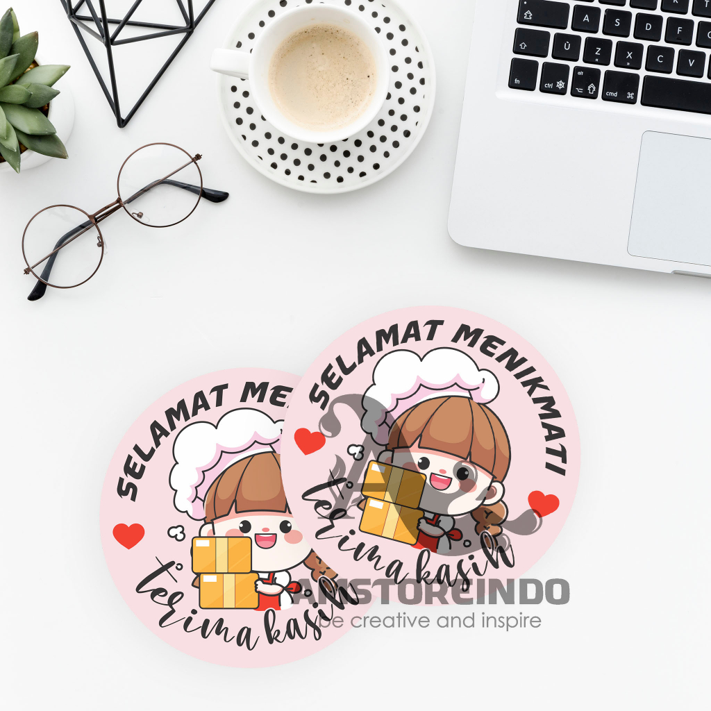 

90 Stiker Thank You Selamat Menikmati 3.5cm Chef TY054